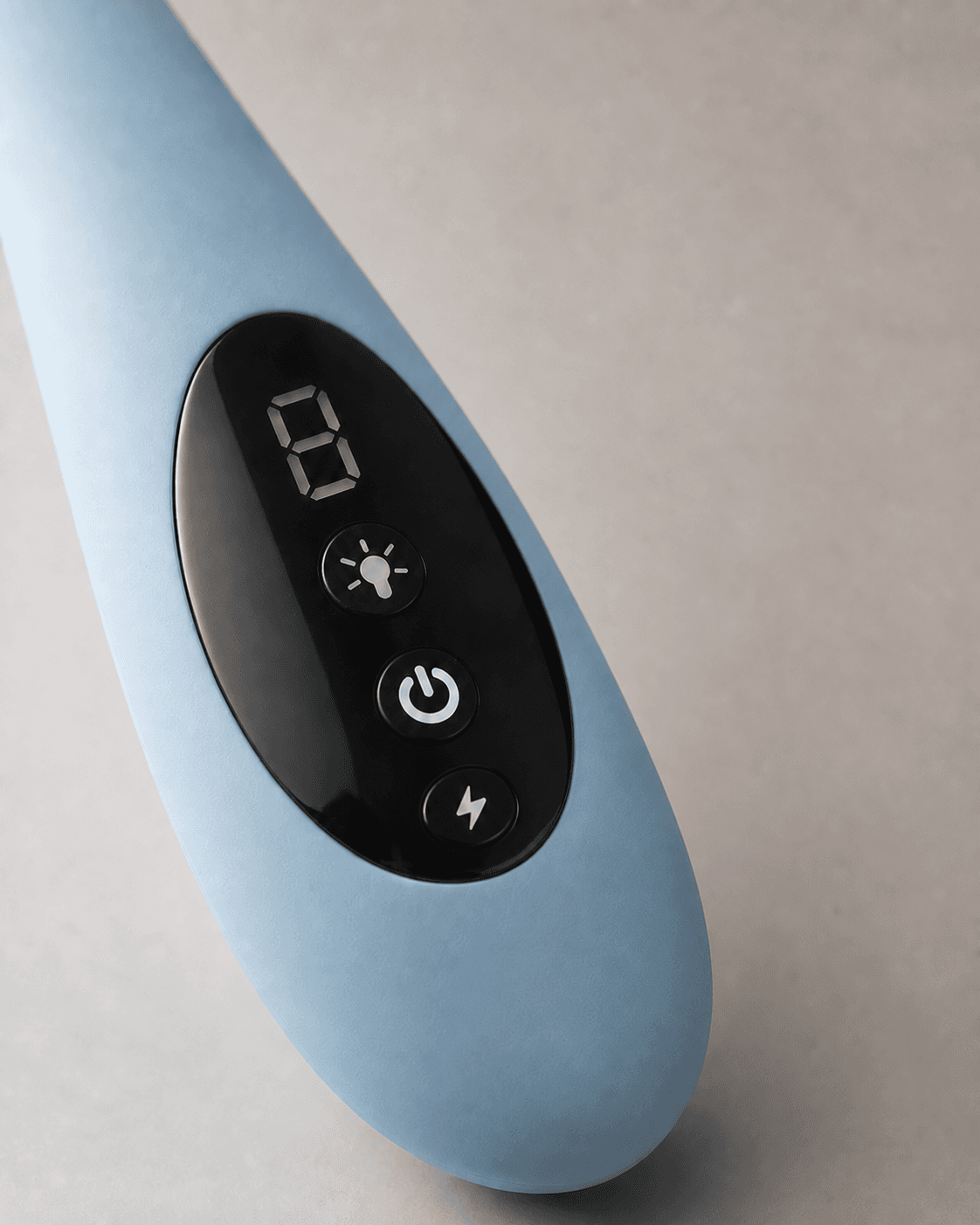 Close-up of LightVib prototype controls and one-digit display